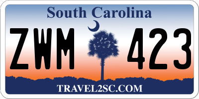 SC license plate ZWM423