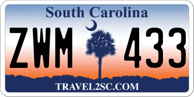 SC license plate ZWM433