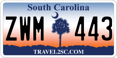SC license plate ZWM443
