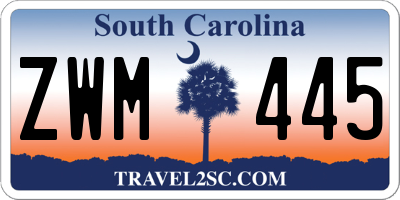 SC license plate ZWM445