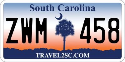 SC license plate ZWM458