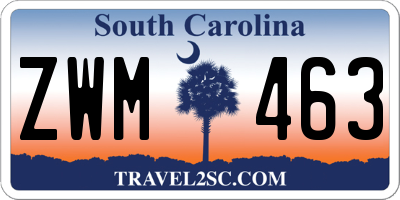 SC license plate ZWM463