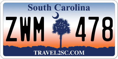 SC license plate ZWM478