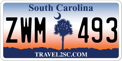 SC license plate ZWM493