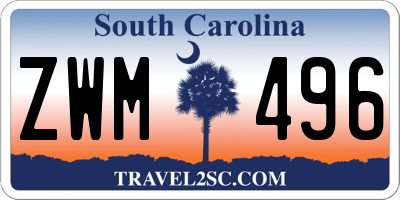 SC license plate ZWM496