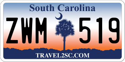 SC license plate ZWM519