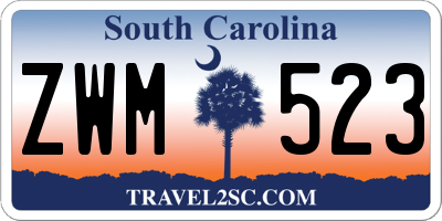 SC license plate ZWM523