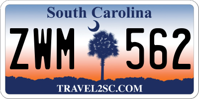 SC license plate ZWM562