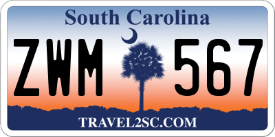 SC license plate ZWM567