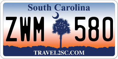 SC license plate ZWM580