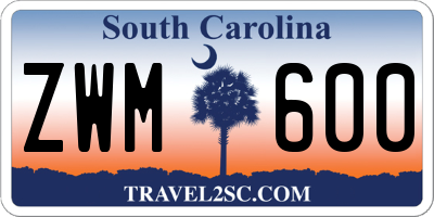 SC license plate ZWM600
