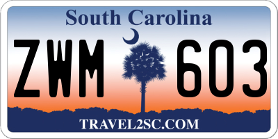 SC license plate ZWM603