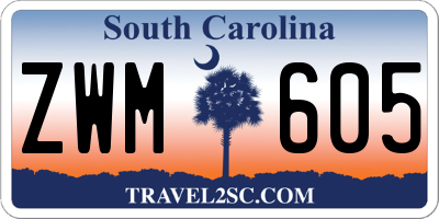 SC license plate ZWM605