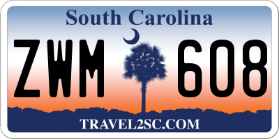 SC license plate ZWM608