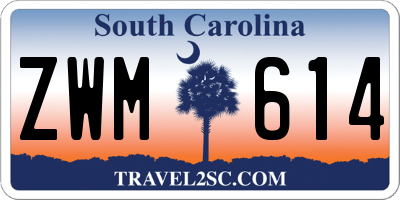 SC license plate ZWM614