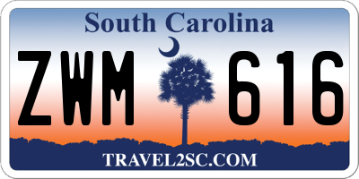 SC license plate ZWM616