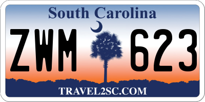 SC license plate ZWM623