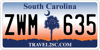 SC license plate ZWM635