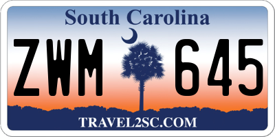 SC license plate ZWM645
