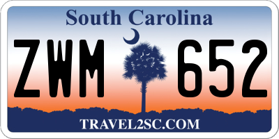 SC license plate ZWM652