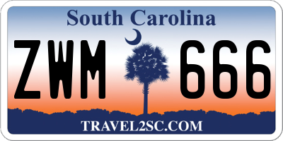 SC license plate ZWM666
