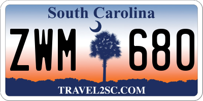 SC license plate ZWM680