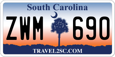 SC license plate ZWM690