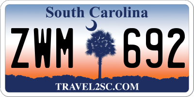 SC license plate ZWM692