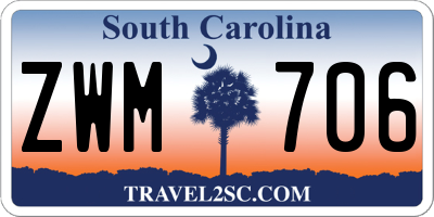 SC license plate ZWM706