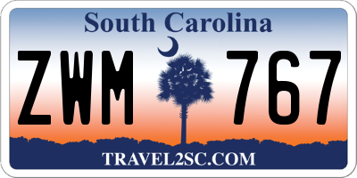 SC license plate ZWM767