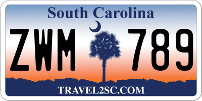 SC license plate ZWM789