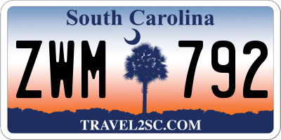 SC license plate ZWM792