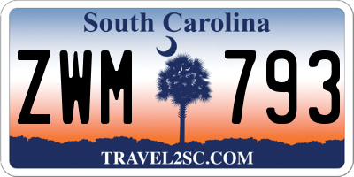 SC license plate ZWM793