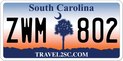 SC license plate ZWM802