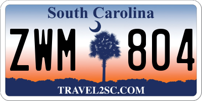 SC license plate ZWM804