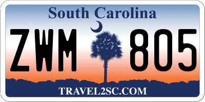 SC license plate ZWM805