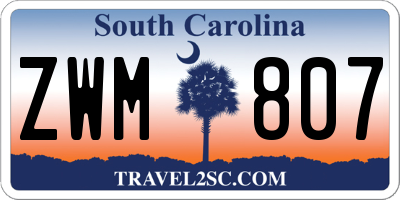 SC license plate ZWM807