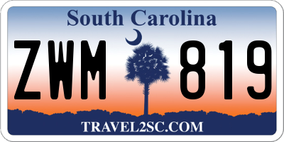 SC license plate ZWM819
