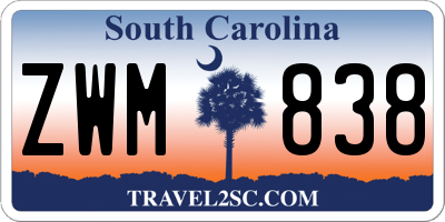 SC license plate ZWM838