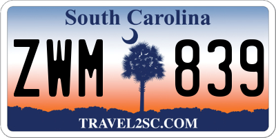 SC license plate ZWM839
