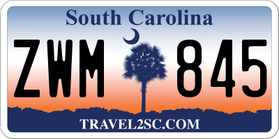 SC license plate ZWM845