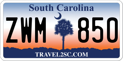 SC license plate ZWM850