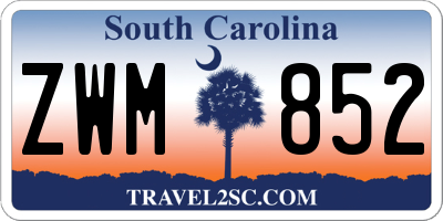 SC license plate ZWM852
