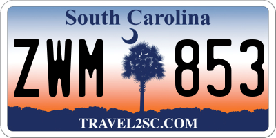 SC license plate ZWM853