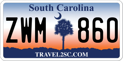 SC license plate ZWM860