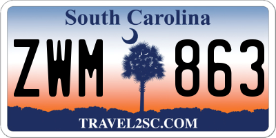 SC license plate ZWM863
