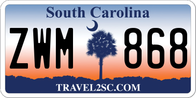 SC license plate ZWM868