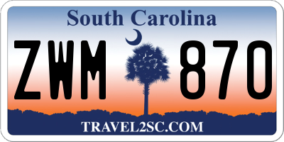 SC license plate ZWM870