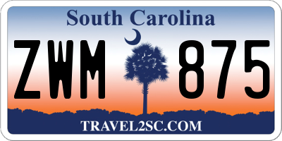 SC license plate ZWM875