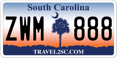 SC license plate ZWM888